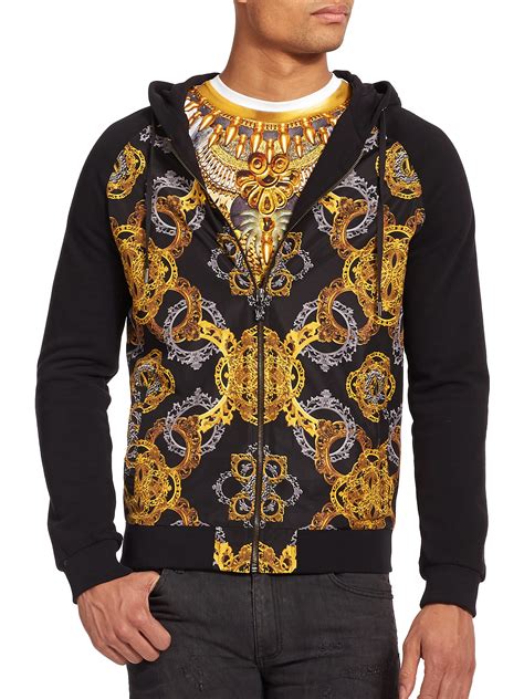 versace men's graphic print hoodie|Versace sweatshirt men's.